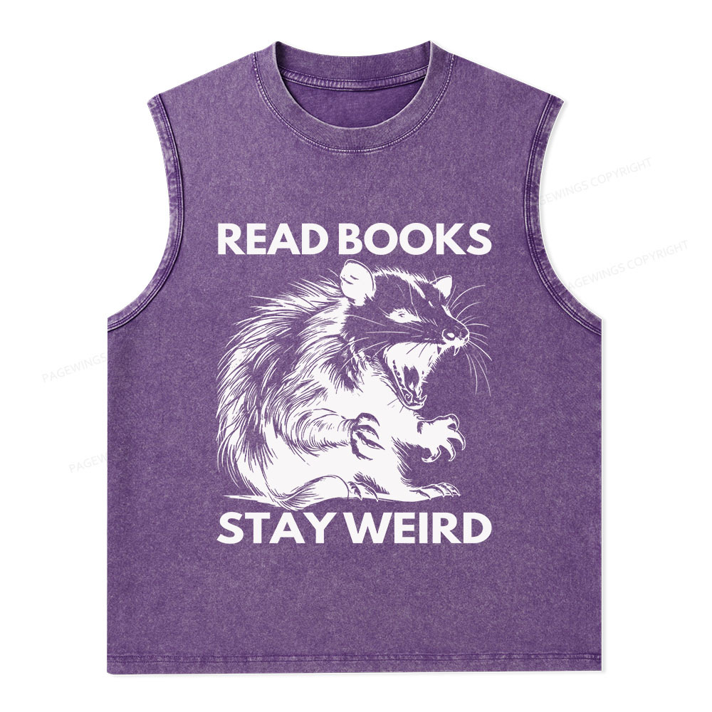 Pagewings Read Books Stay Weird Unisex Washed Tank Top