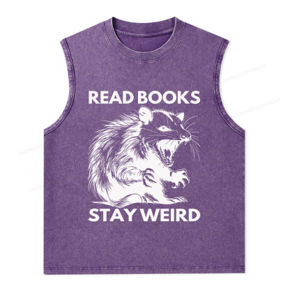 Pagewings Read Books Stay Weird Unisex Washed Tank Top