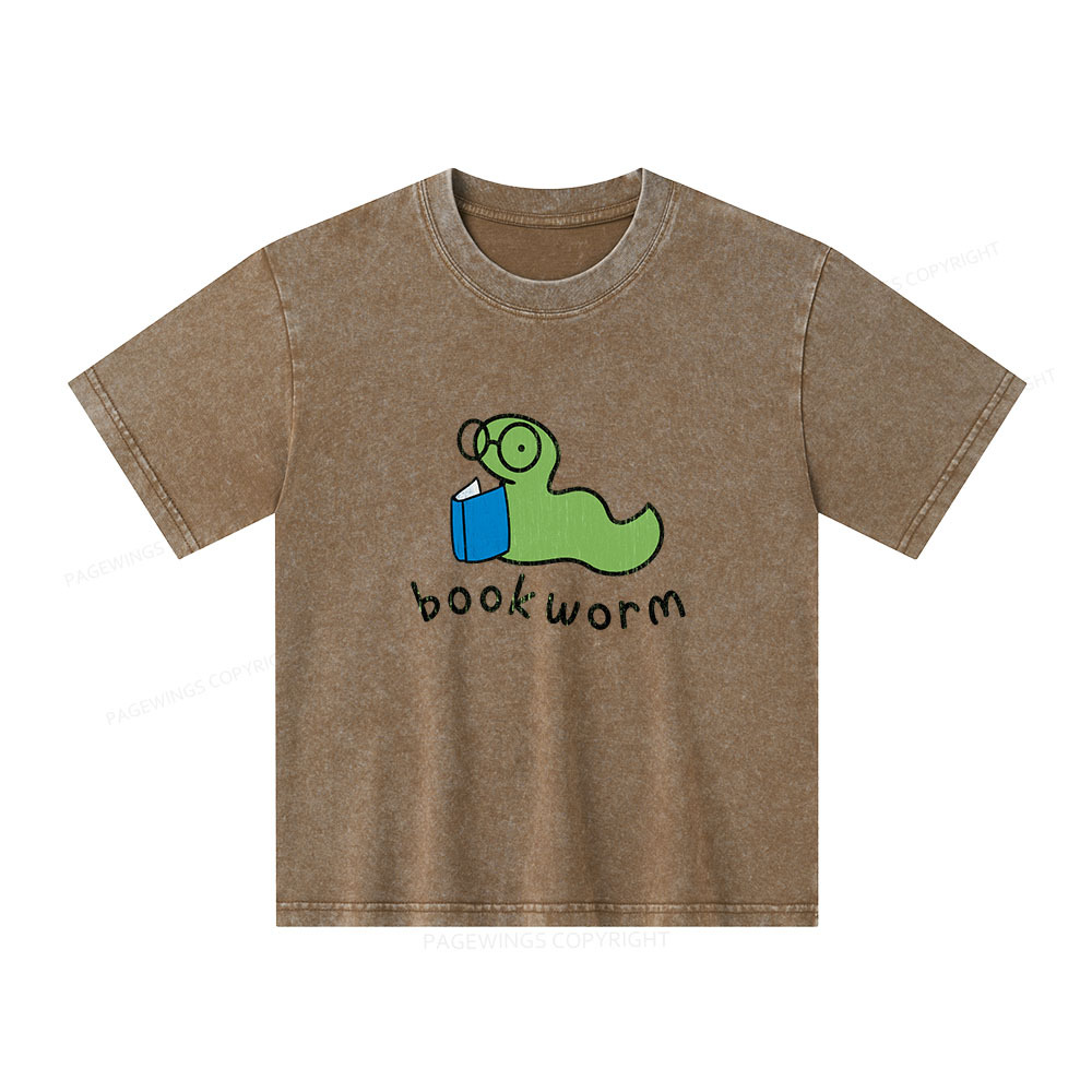 Pagewings Bookworm Unisex Kids Washed T-shirt