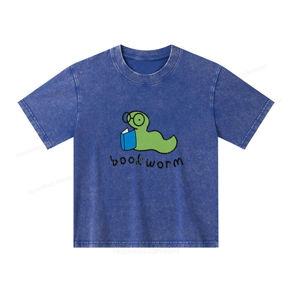 Pagewings Bookworm Unisex Kids Washed T-shirt