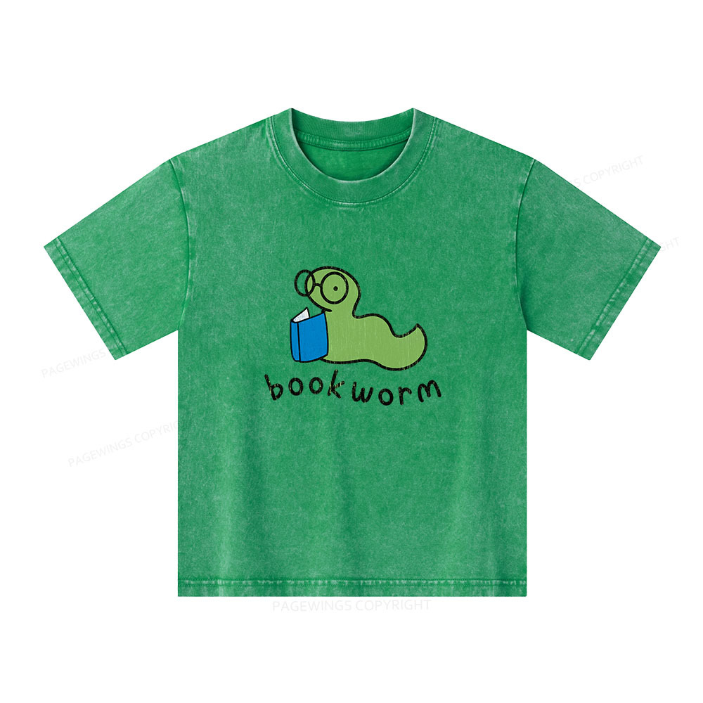 Pagewings Bookworm Unisex Kids Washed T-shirt