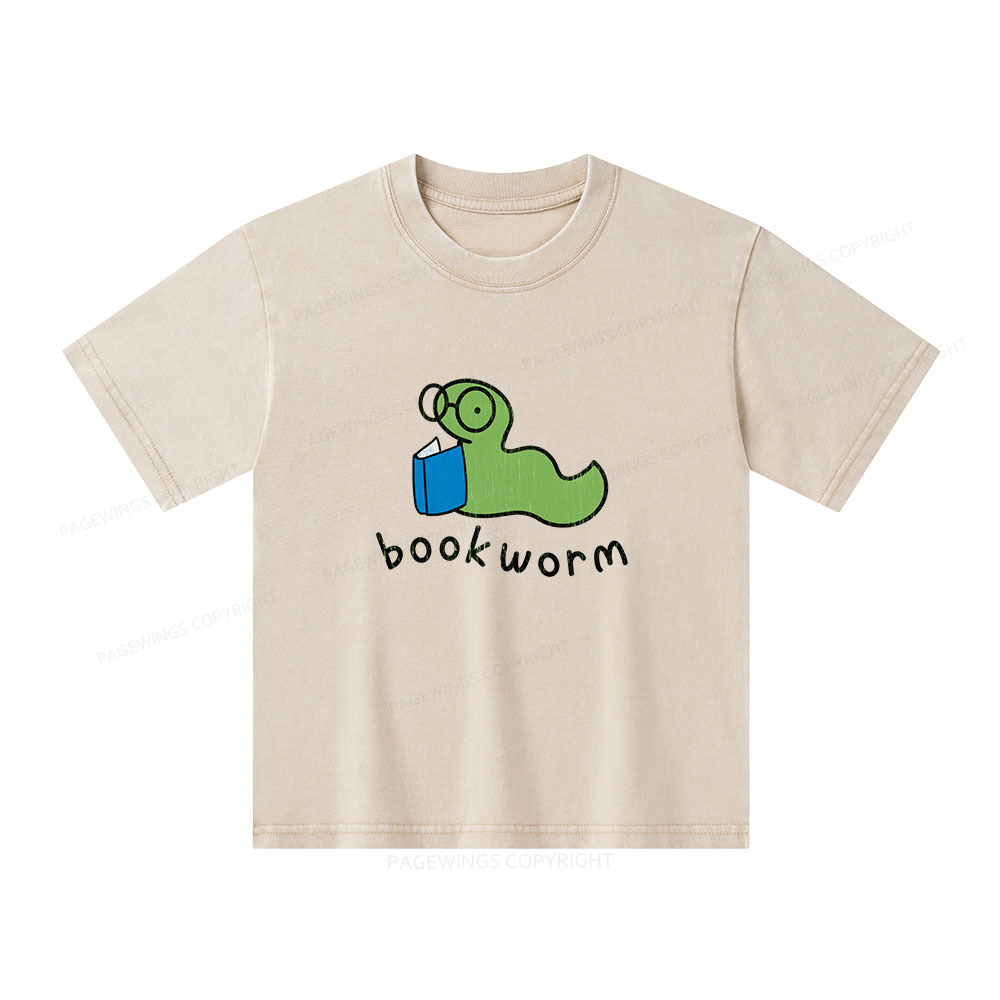 Pagewings Bookworm Unisex Kids Washed T-shirt