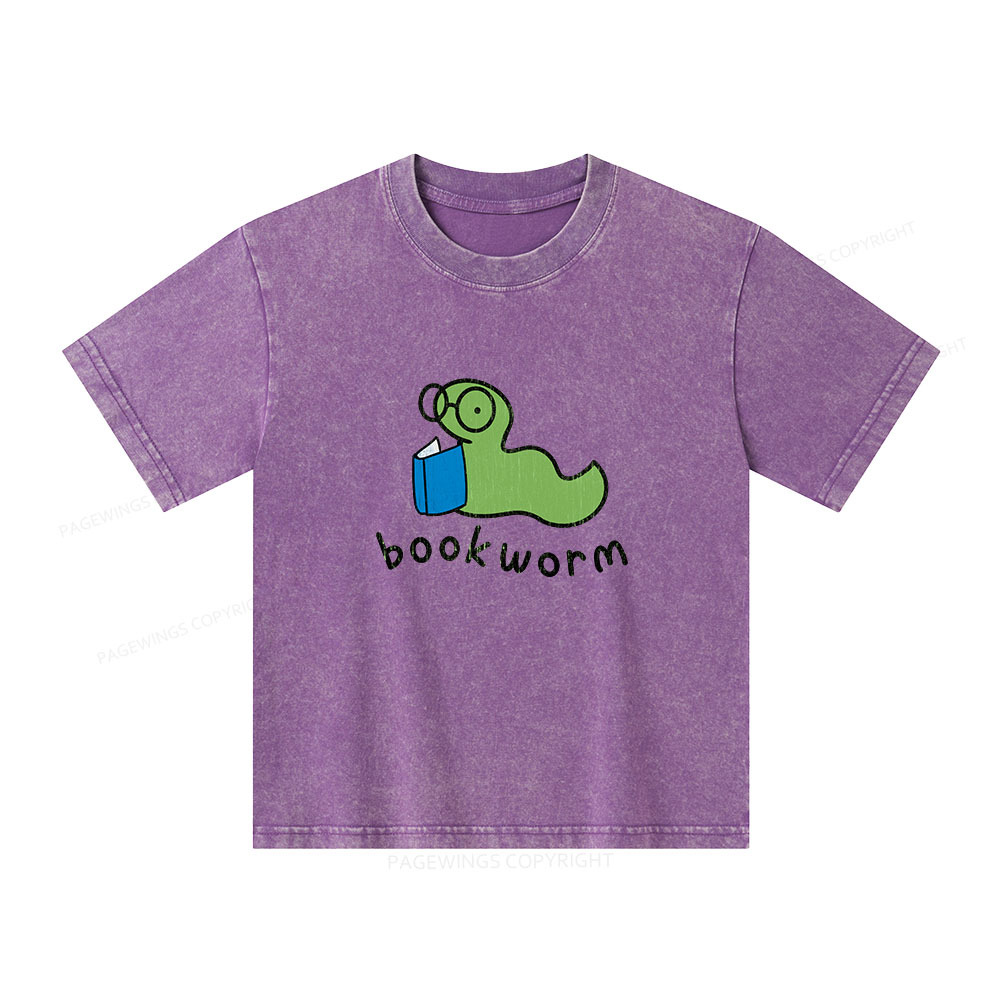 Pagewings Bookworm Unisex Kids Washed T-shirt