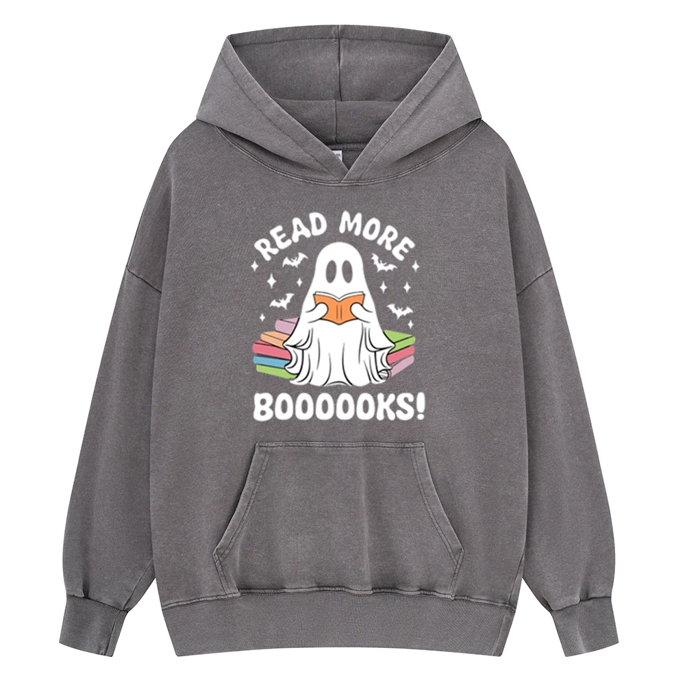 Pagewings Halloween Read More Booooks Unisex Washed Hoodie
