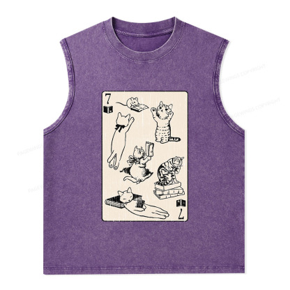 Pagewings Cats And Mouse Live In Peace With Books Unisex Washed Tank Top
