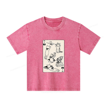 Pagewings Cats And Mouse Live In Peace With Books Unisex Kids Washed T-shirt