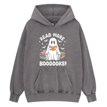 Pagewings Halloween Read More Booooks Unisex Washed Hoodie