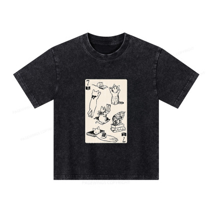 Pagewings Cats And Mouse Live In Peace With Books Unisex Kids Washed T-shirt