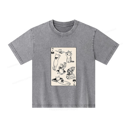 Pagewings Cats And Mouse Live In Peace With Books Unisex Kids Washed T-shirt