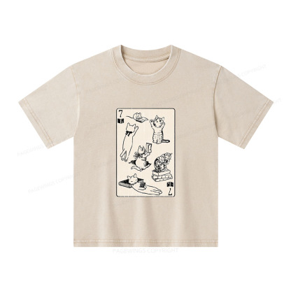 Pagewings Cats And Mouse Live In Peace With Books Unisex Kids Washed T-shirt