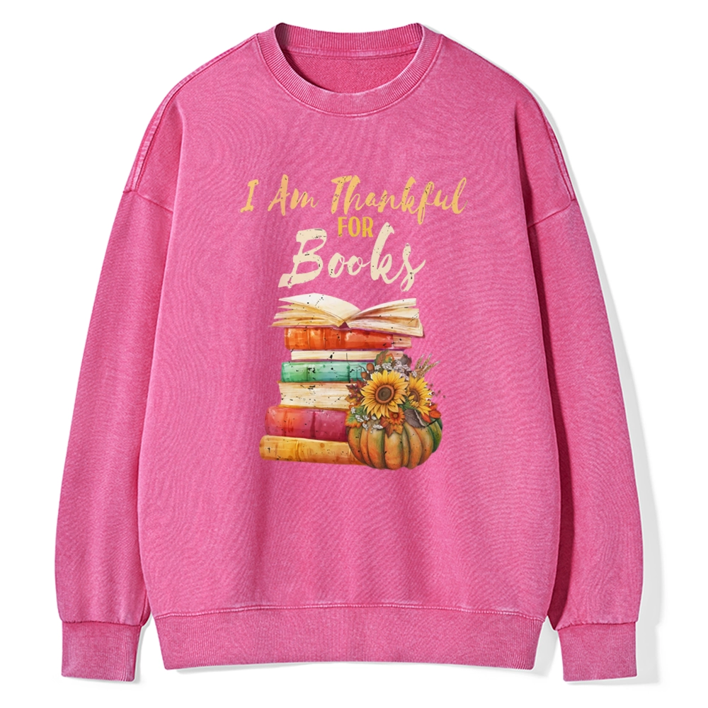 Pagewings   Thanksgiving I‘m Thankful For Books Unisex Washed Sweatshirt