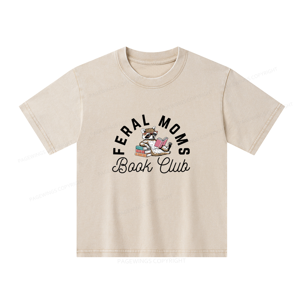 Pagewings Feral Moms Book Club Unisex Kids Washed T-shirt