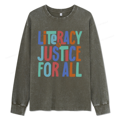 pagewings Reading Book Club Shirt Unisex Washed Long Sleeve T-shirt