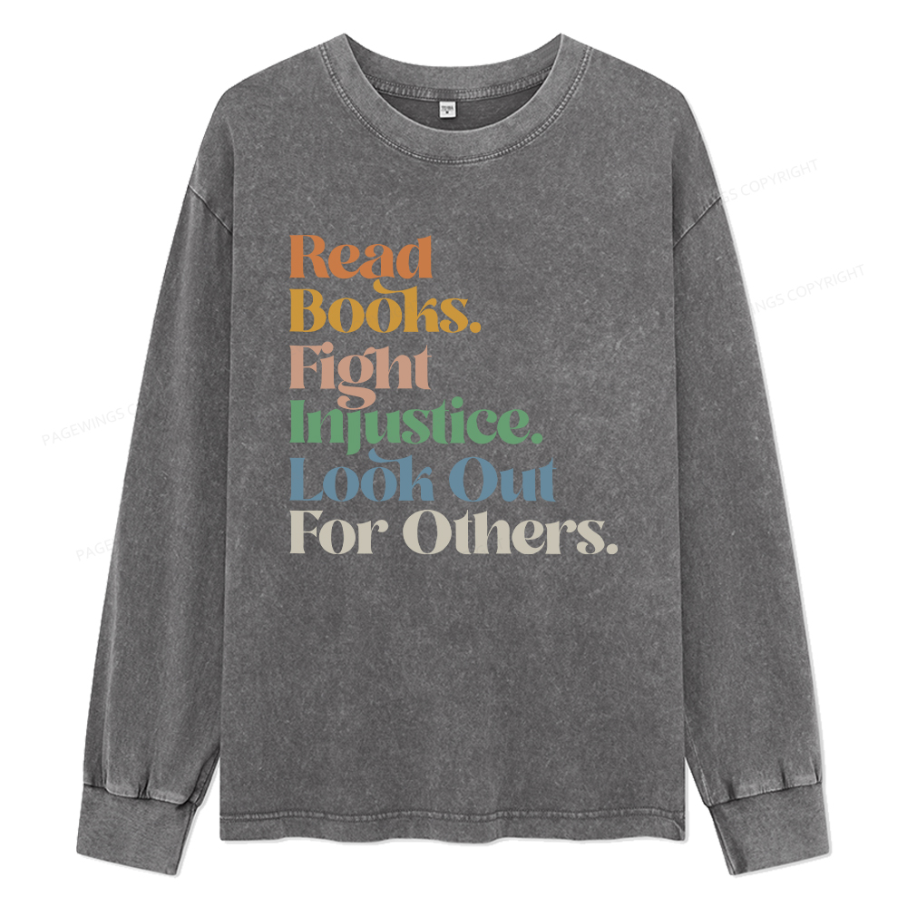 pagewings Read Banned Books Unisex Washed Long Sleeve T-shirt
