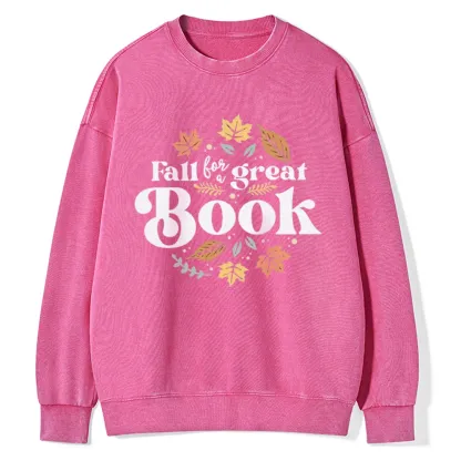 Pagewings  Thanksgiving Fall For A Great Book Unisex Washed Sweatshirt