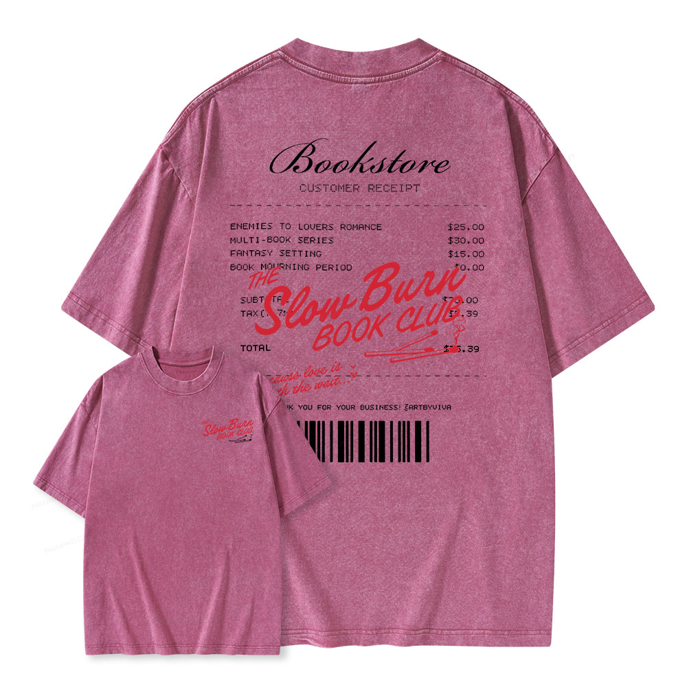 Pagewings Slow Burn Book Club Unisex Washed T-shirt