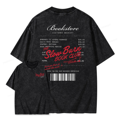 Pagewings Slow Burn Book Club Unisex Washed T-shirt
