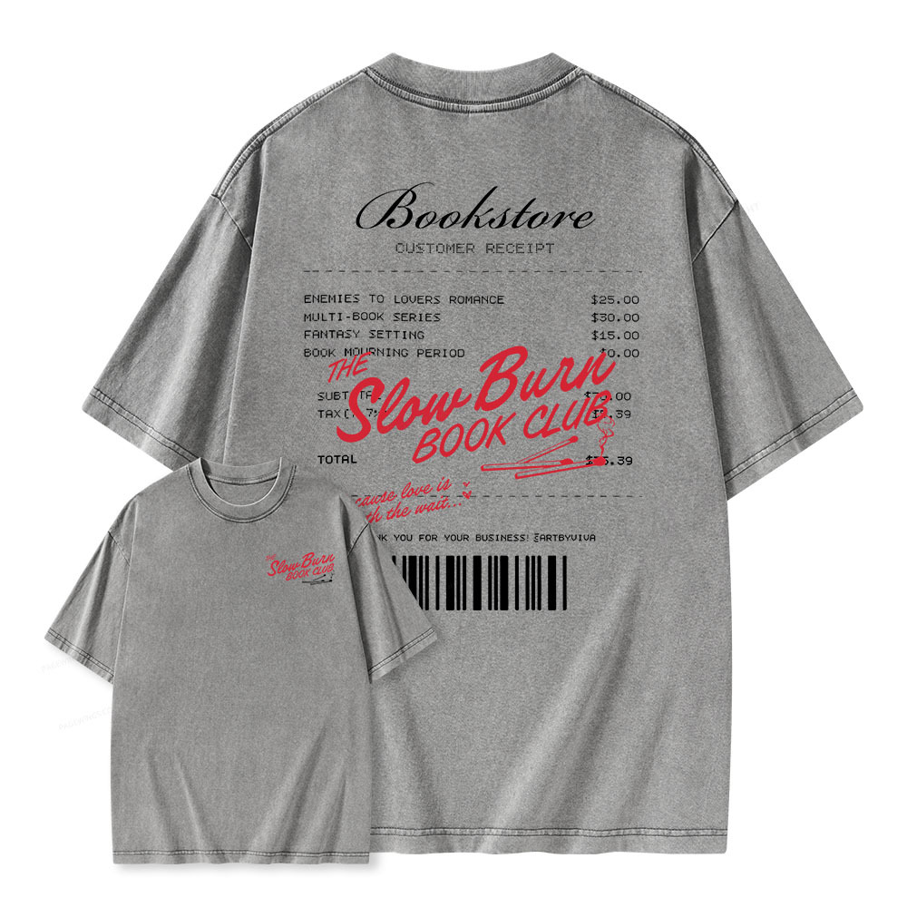 Pagewings Slow Burn Book Club Unisex Washed T-shirt