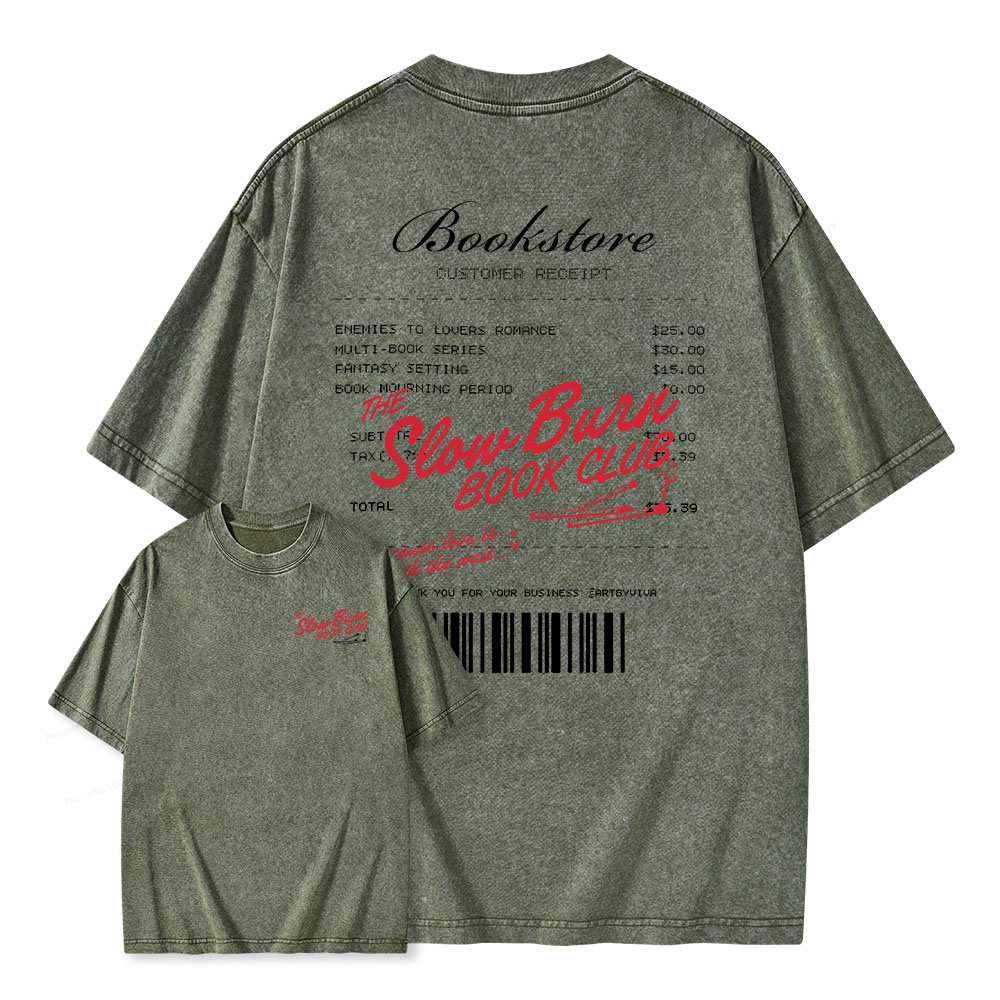 Pagewings Slow Burn Book Club Unisex Washed T-shirt
