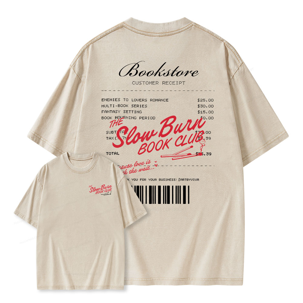 Pagewings Slow Burn Book Club Unisex Washed T-shirt