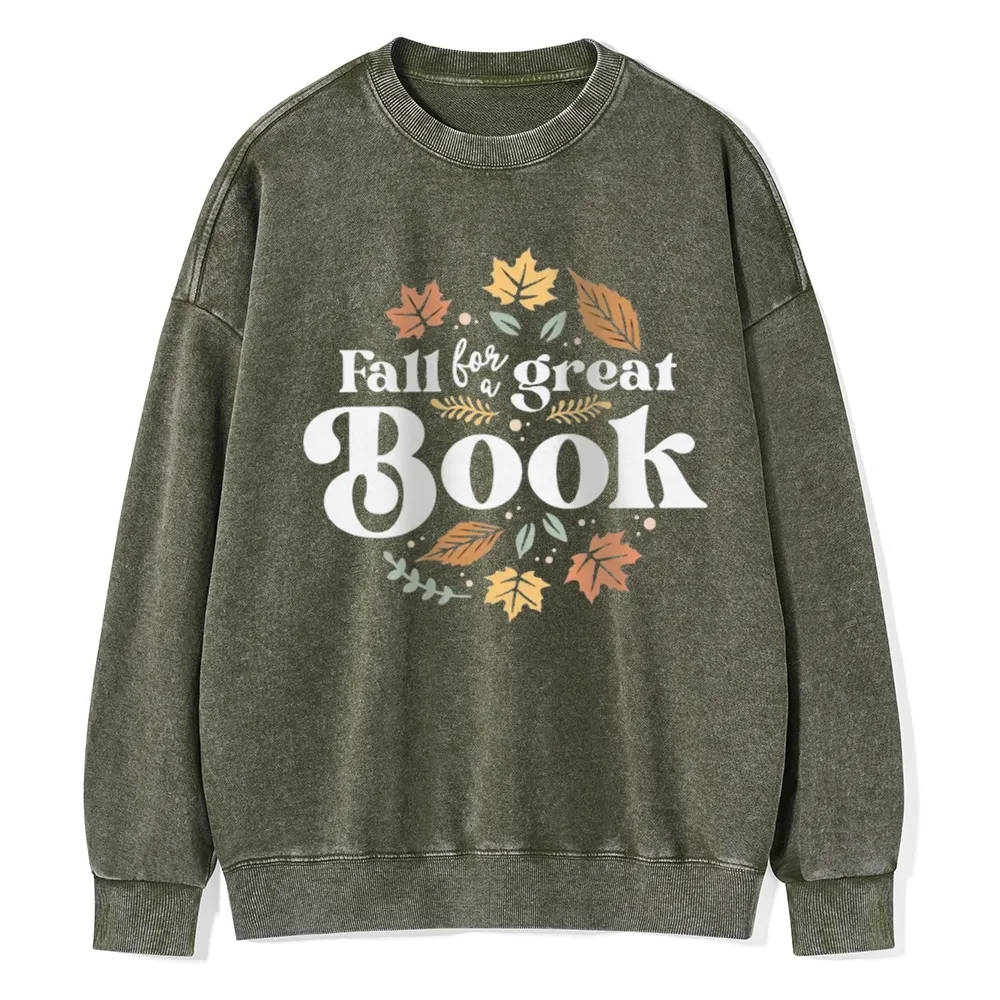 Pagewings  Thanksgiving Fall For A Great Book Unisex Washed Sweatshirt