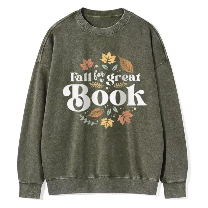 Pagewings  Thanksgiving Fall For A Great Book Unisex Washed Sweatshirt