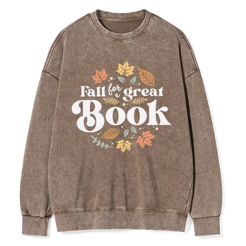 Pagewings  Thanksgiving Fall For A Great Book Unisex Washed Sweatshirt