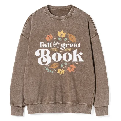 Pagewings  Thanksgiving Fall For A Great Book Unisex Washed Sweatshirt
