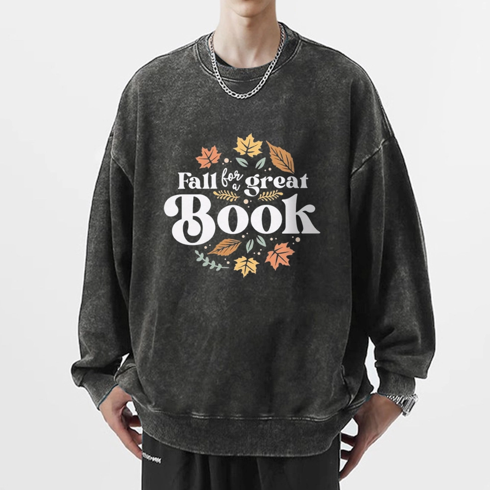 Pagewings  Thanksgiving Fall For A Great Book Unisex Washed Sweatshirt