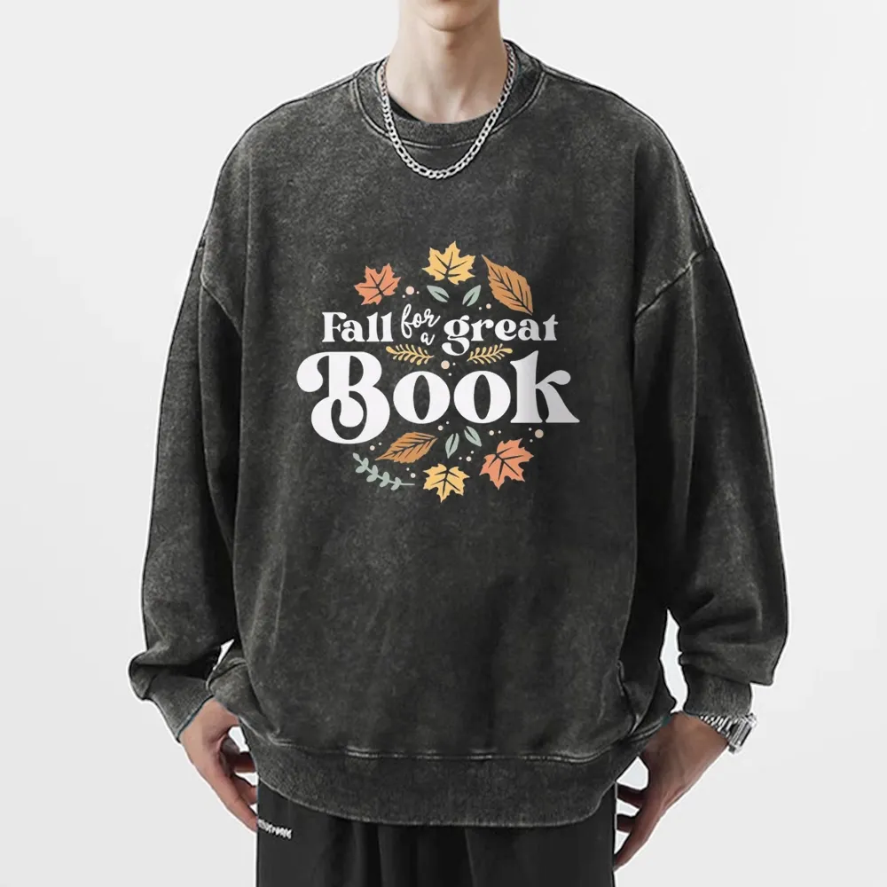 Pagewings  Thanksgiving Fall For A Great Book Unisex Washed Sweatshirt