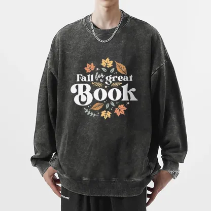 Pagewings  Thanksgiving Fall For A Great Book Unisex Washed Sweatshirt