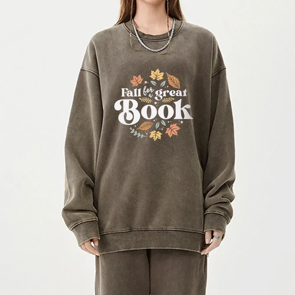 Pagewings  Thanksgiving Fall For A Great Book Unisex Washed Sweatshirt