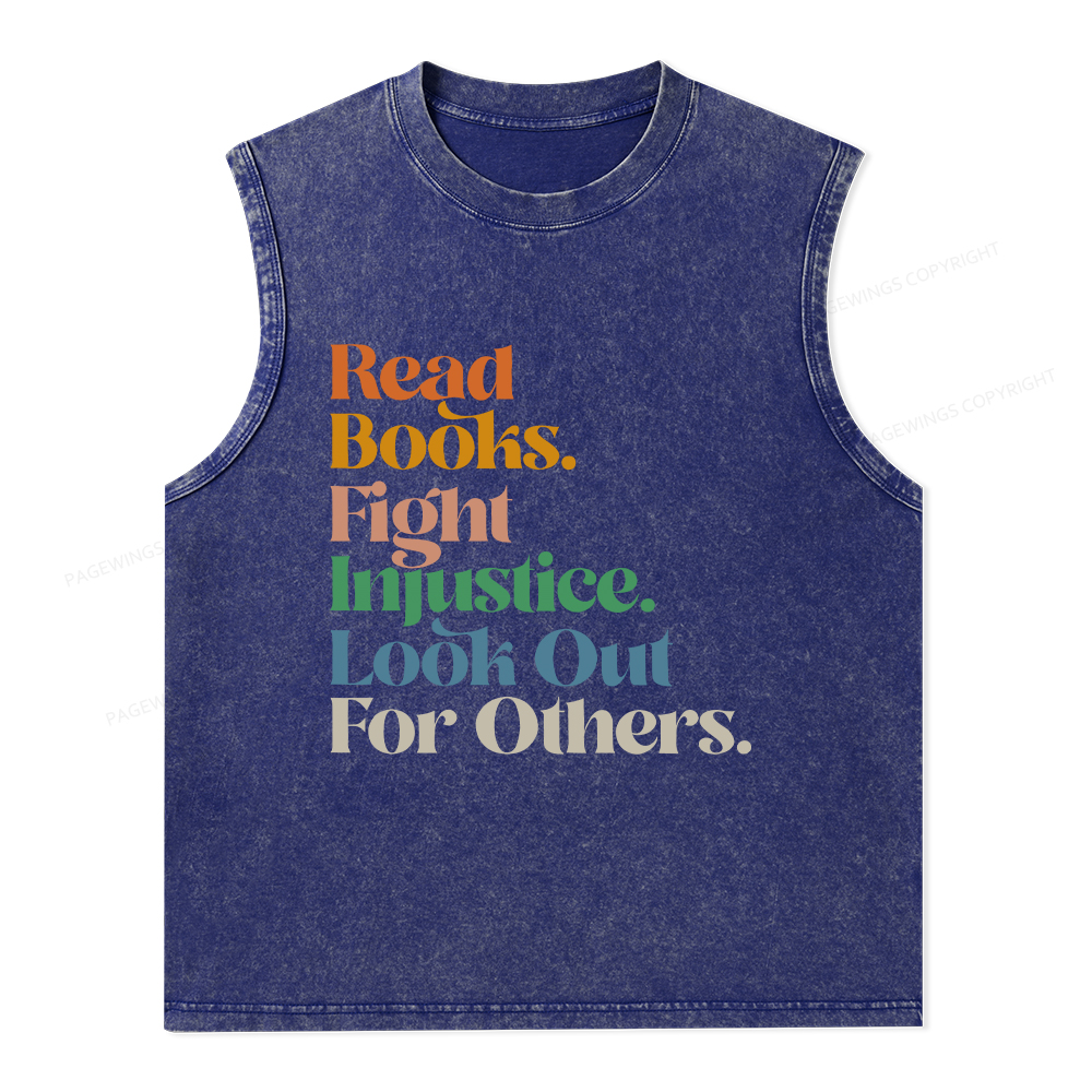 Pagewings Read Banned Books Social Justice Shirt Unisex Washed Tank Top