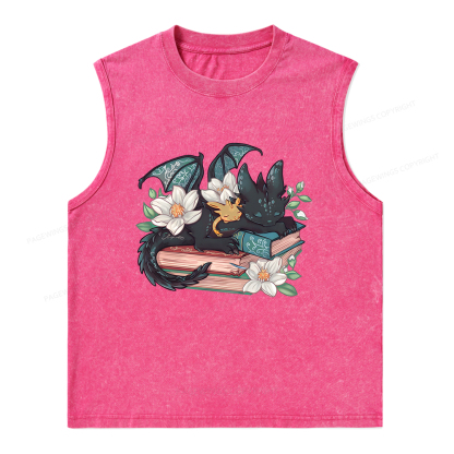 Pagewings Fantasy Book Dragon Unisex Washed Tank Top