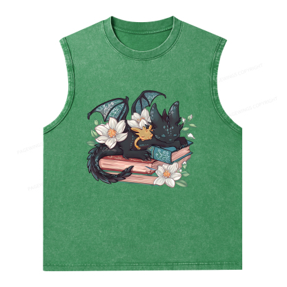 Pagewings Fantasy Book Dragon Unisex Washed Tank Top