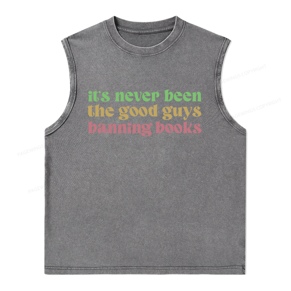 Pagewings It's Never Been the Good Guys Banning Books Unisex Washed Tank Top