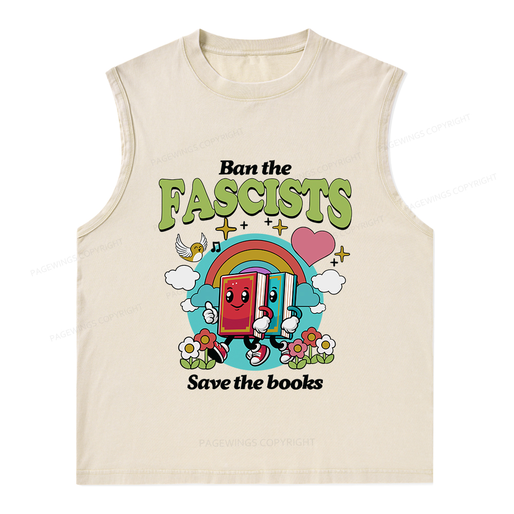 Pagewings Ban the Fascists Save the Books Unisex Washed Tank Top