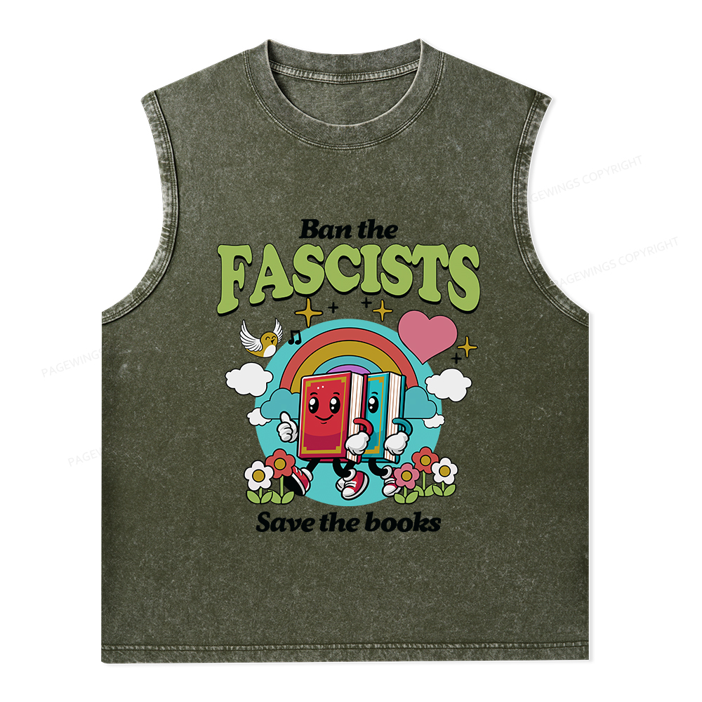 Pagewings Ban the Fascists Save the Books Unisex Washed Tank Top