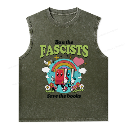 Pagewings Ban the Fascists Save the Books Unisex Washed Tank Top