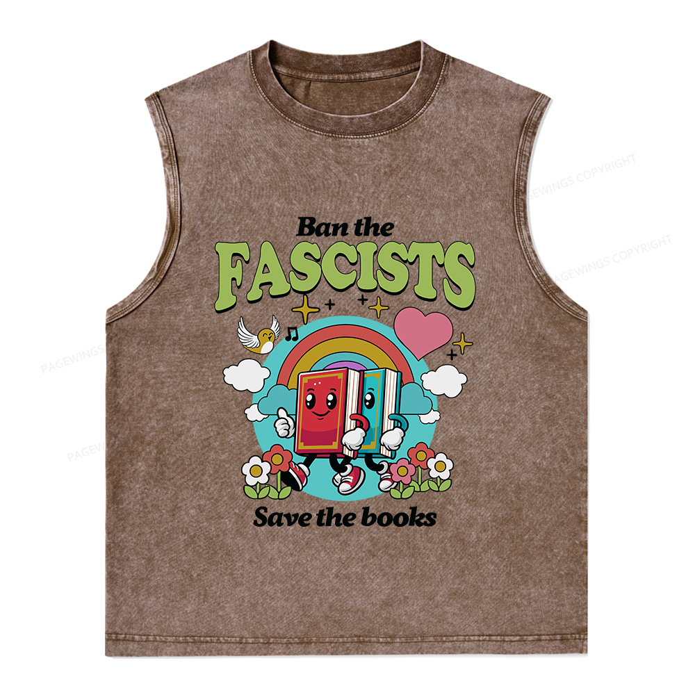 Pagewings Ban the Fascists Save the Books Unisex Washed Tank Top