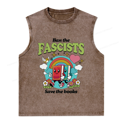 Pagewings Ban the Fascists Save the Books Unisex Washed Tank Top
