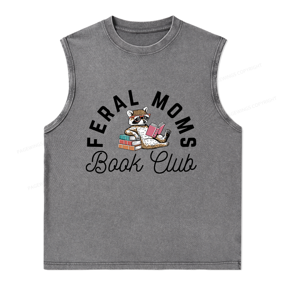 Pagewings Feral Moms Book Club Unisex Washed Tank Top