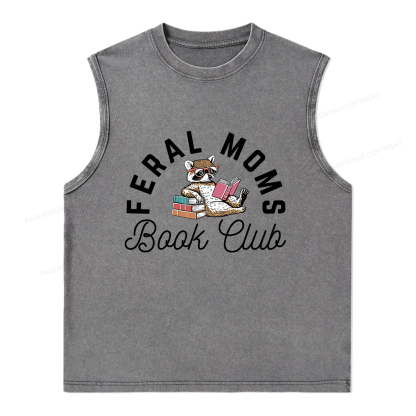 Pagewings Feral Moms Book Club Unisex Washed Tank Top