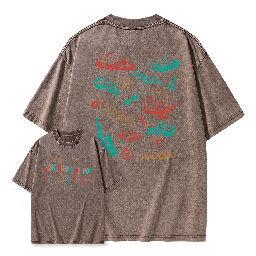 Pagewings Libraries Are For Everyone Unisex Washed T-shirt