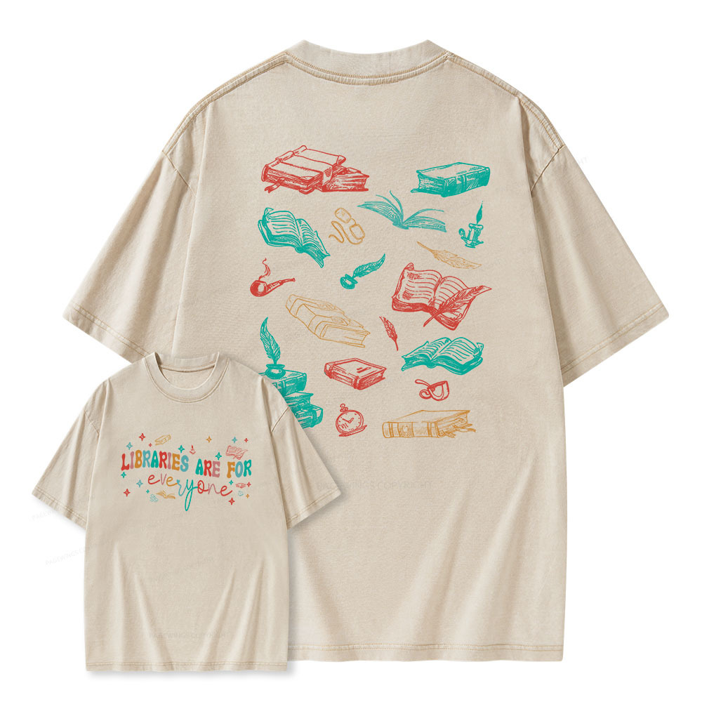 Pagewings Libraries Are For Everyone Unisex Washed T-shirt