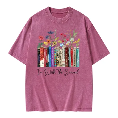 Pagewings I'm With The Banned Flowers Unisex Washed T-shirt