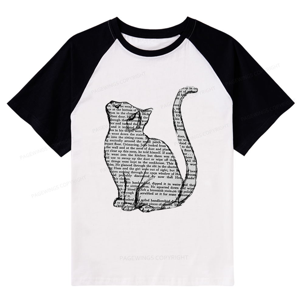Pagewings Lots Of Books And Cute Cats Raglan T-shirt