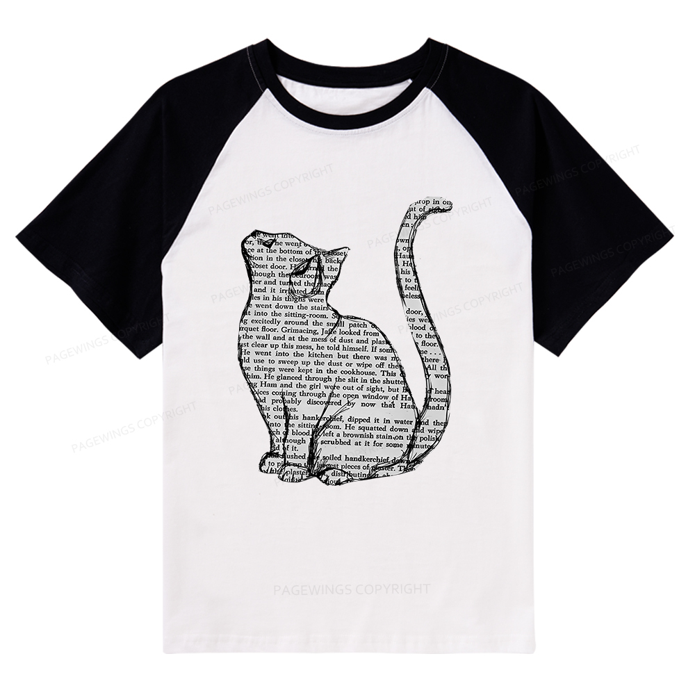 Pagewings Lots Of Books And Cute Cats Raglan T-shirt