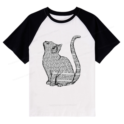 Pagewings Lots Of Books And Cute Cats Raglan T-shirt