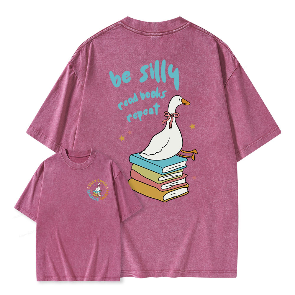 Pagewings Be Silly Read Books Repeat Unisex Washed T-shirt